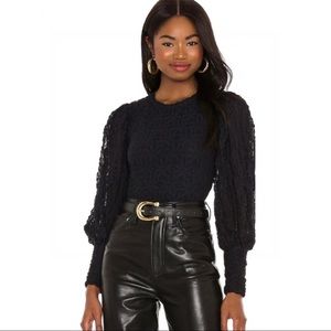 NEW FREE PEOPLE BLACK FLORAL LACE CROP TOP